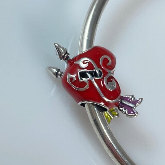 Sterling Silver Red Heart Cupid & Arrow Charm - Picture 7 of 13